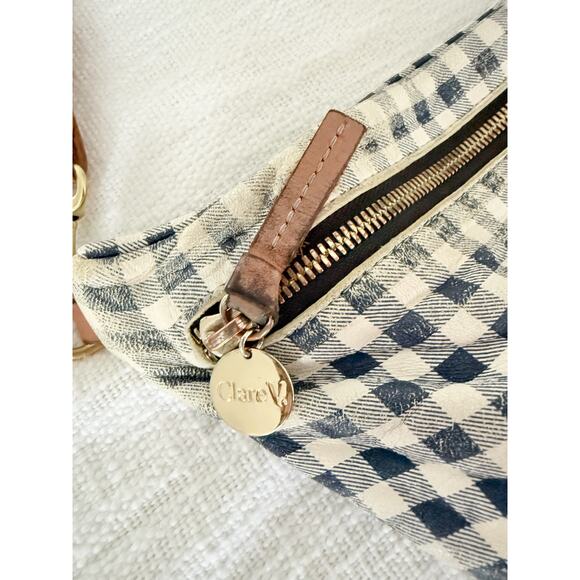 Clare V. x HTH | Grande Fanny in Navy Gingham Leather - Picture 4 of 12